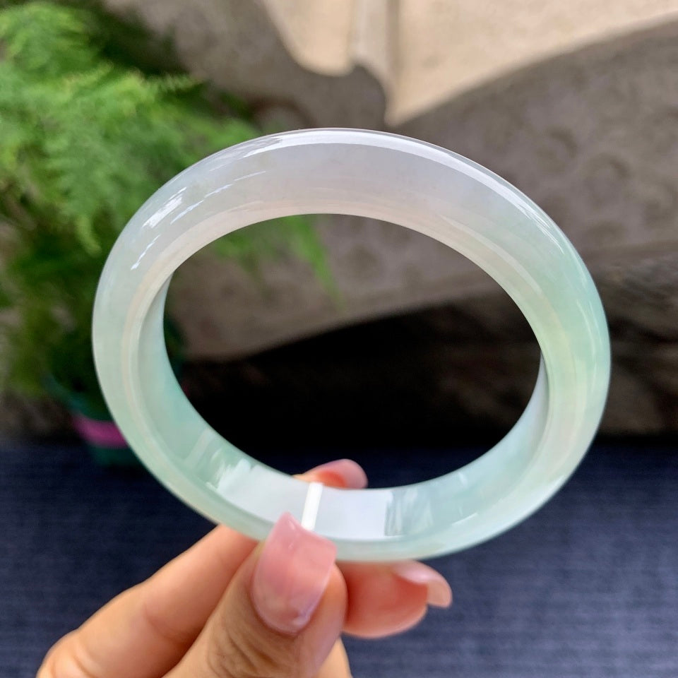糯冰种淡晴底平安镯（58mm）（yc097372）