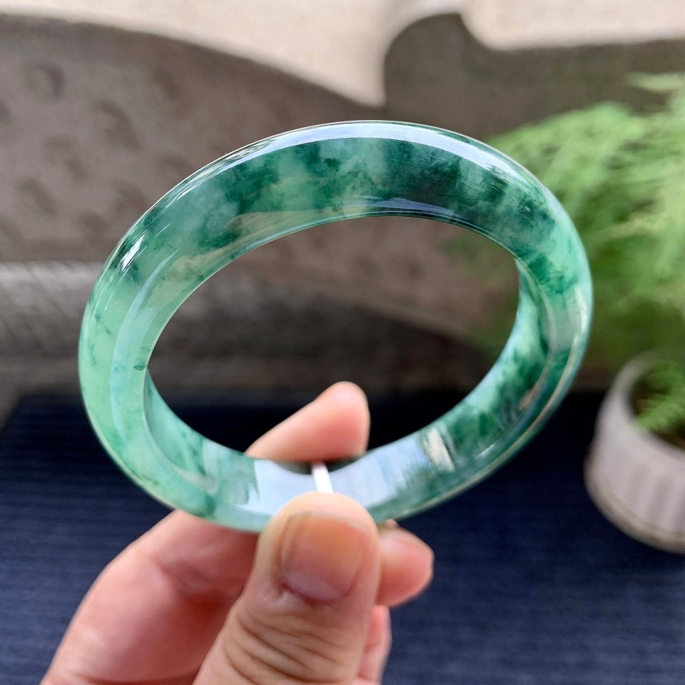 细糯种飘花平安镯（54.6mm）（yc098148）
