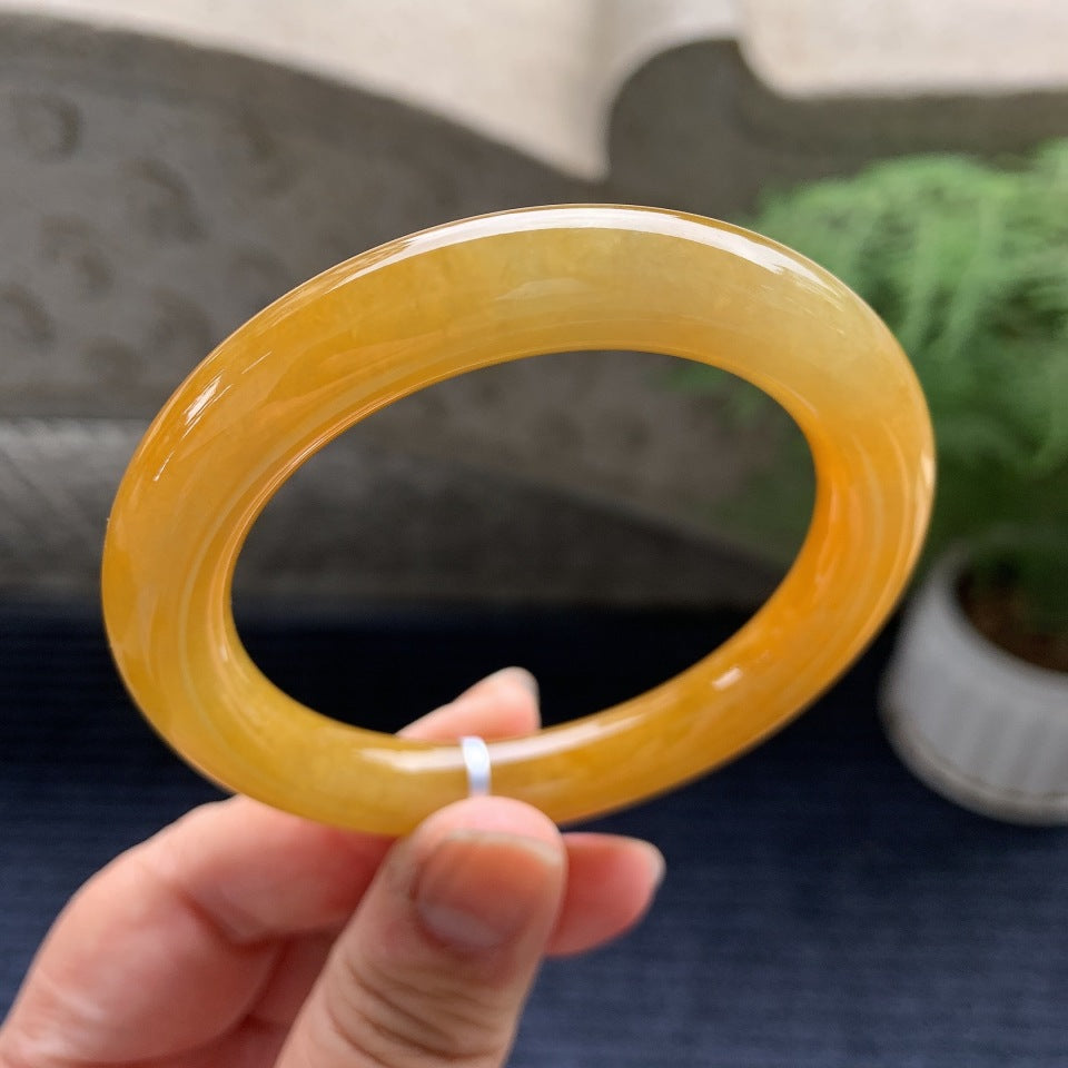 糯冰种黄翡圆条手镯（54.8mm）（yc081986）