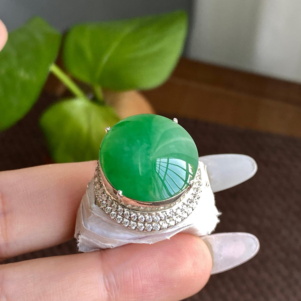 细糯种满绿裸石蛋面（yc282934）