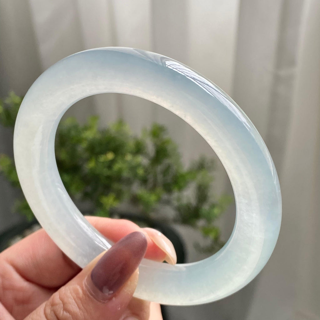 冰种白月光圆条手镯（58）（yc199716）