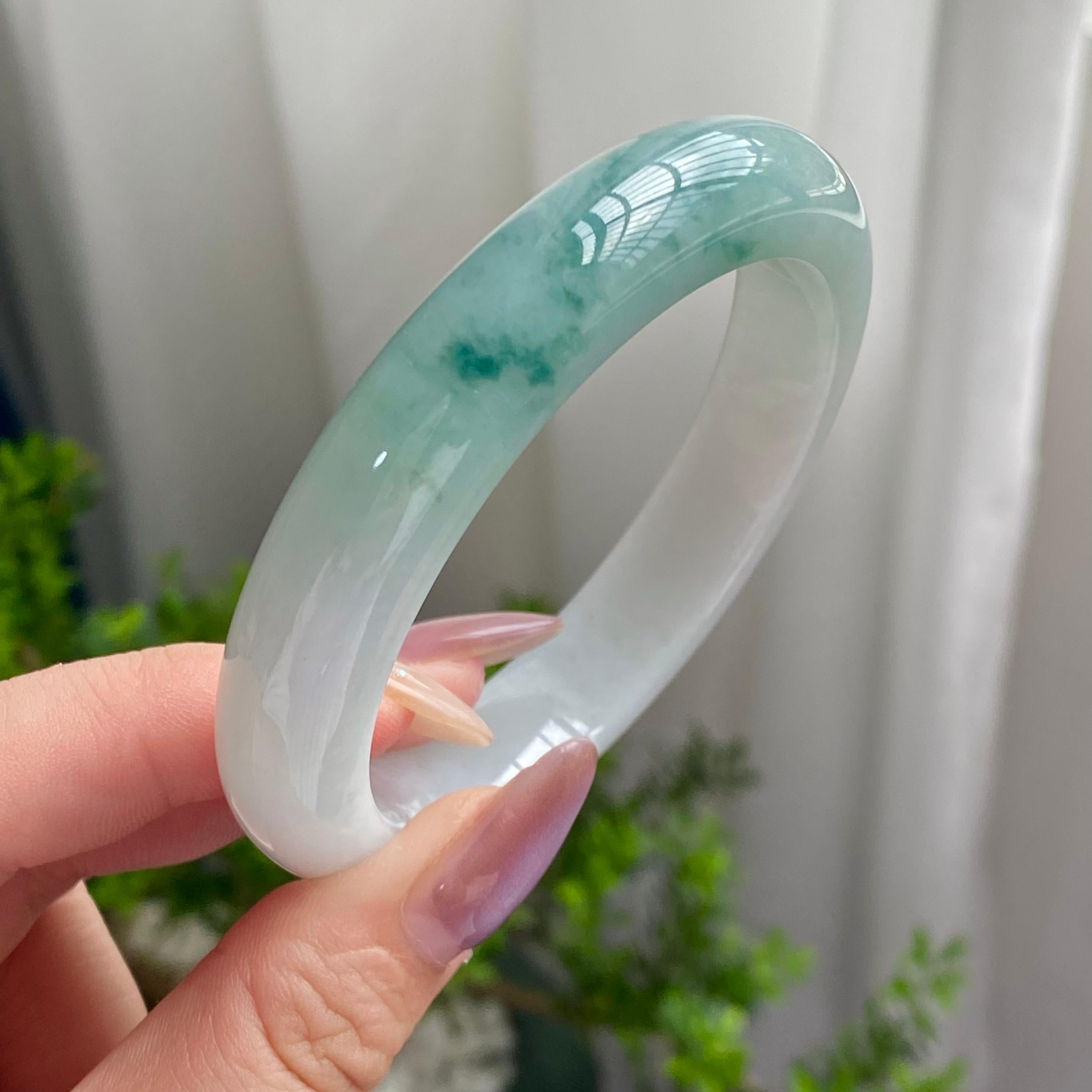 细糯种蓝底飘花平安镯（58圈）（yc201916）