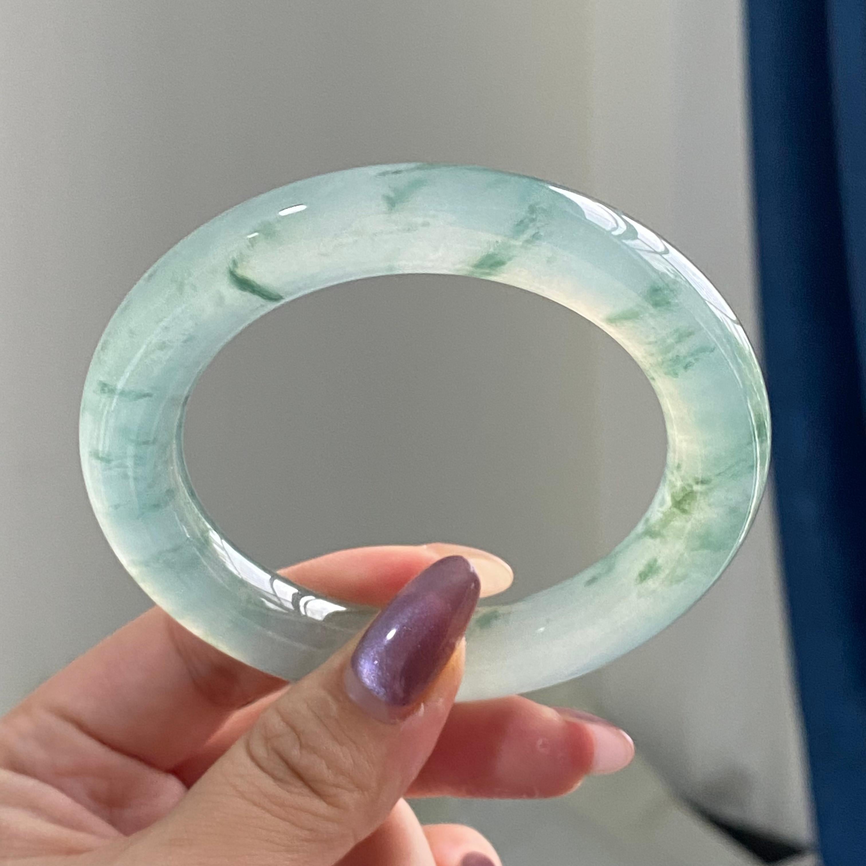 冰种飘花圆条手镯（57圈）（yc195792）