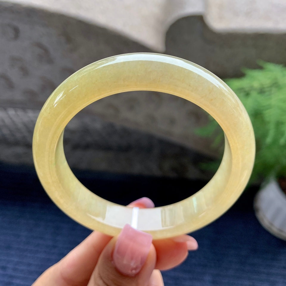 糯冰种黄翡平安镯（56.5mm）（yc092177）