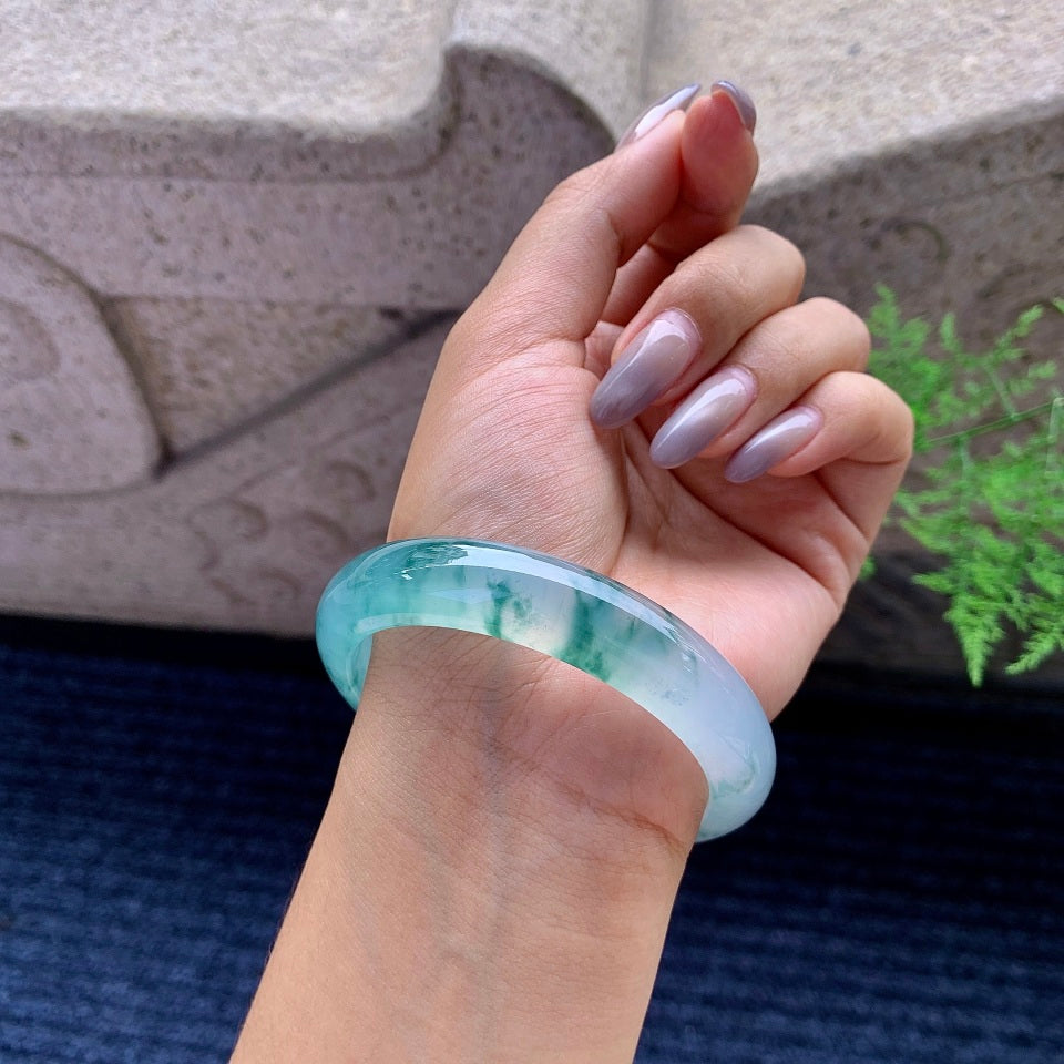 冰种飘花平安镯（57.6mm）（yc165878）