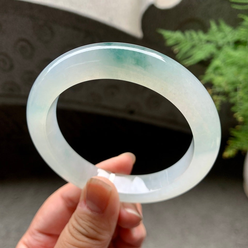 糯冰种飘花平安镯（61.7mm）（yc097043）