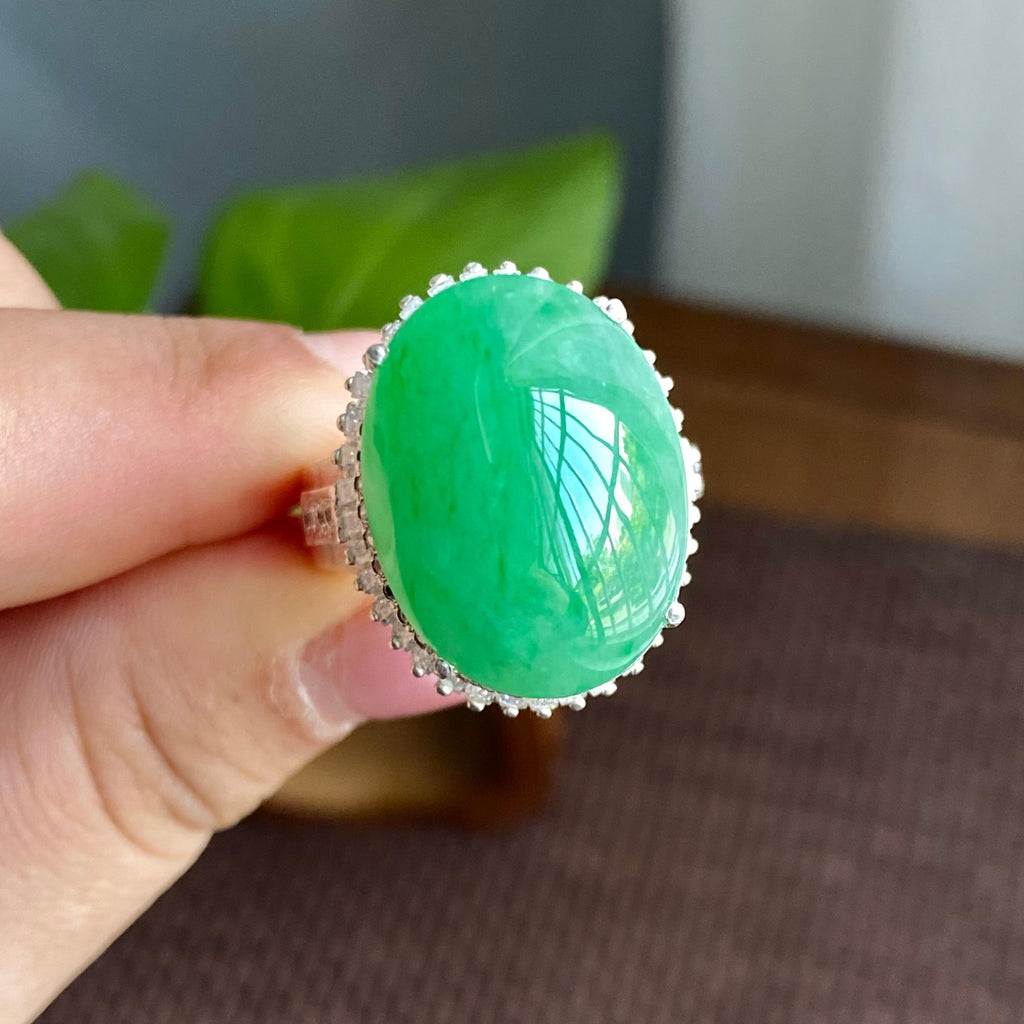 细糯种满绿裸石蛋面（yc282904）