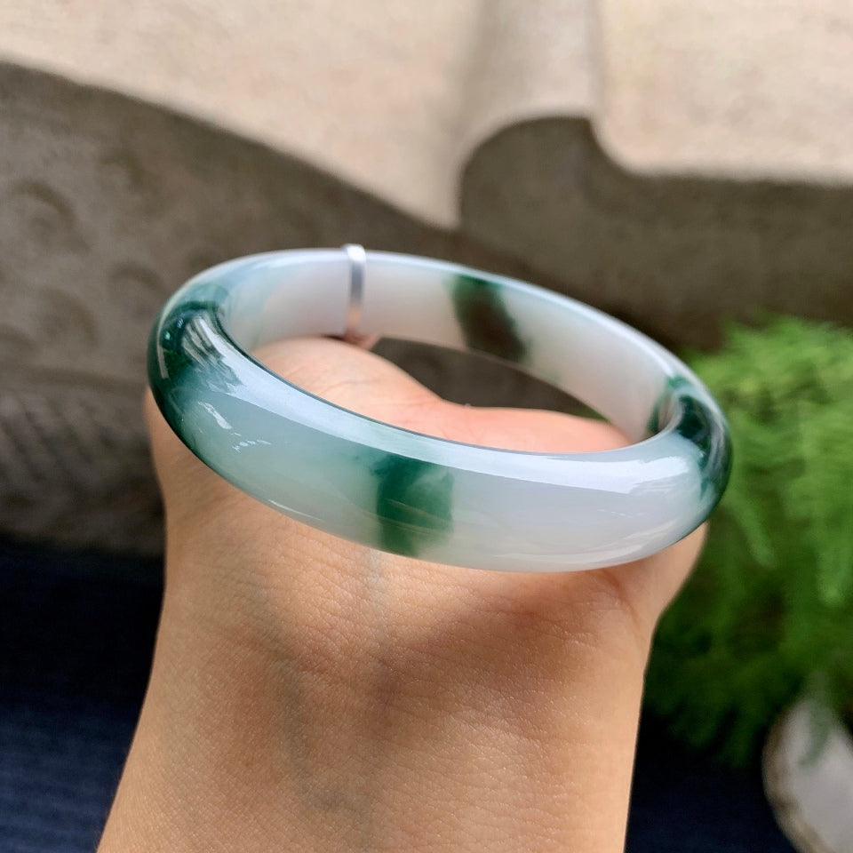 细糯种飘花平安镯（53mm）（yc090105）