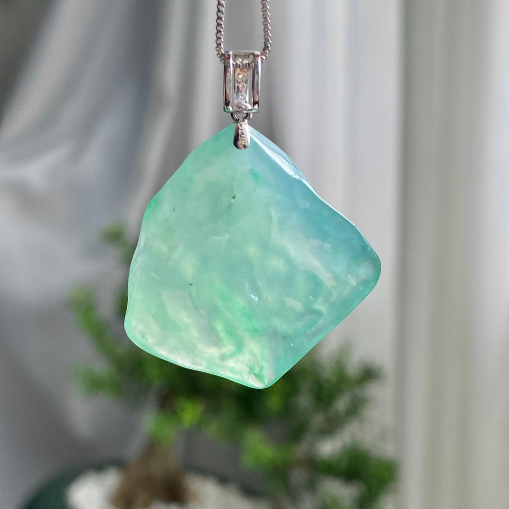 18k金钻镶冰种晴底莲花吊坠（yc206738）