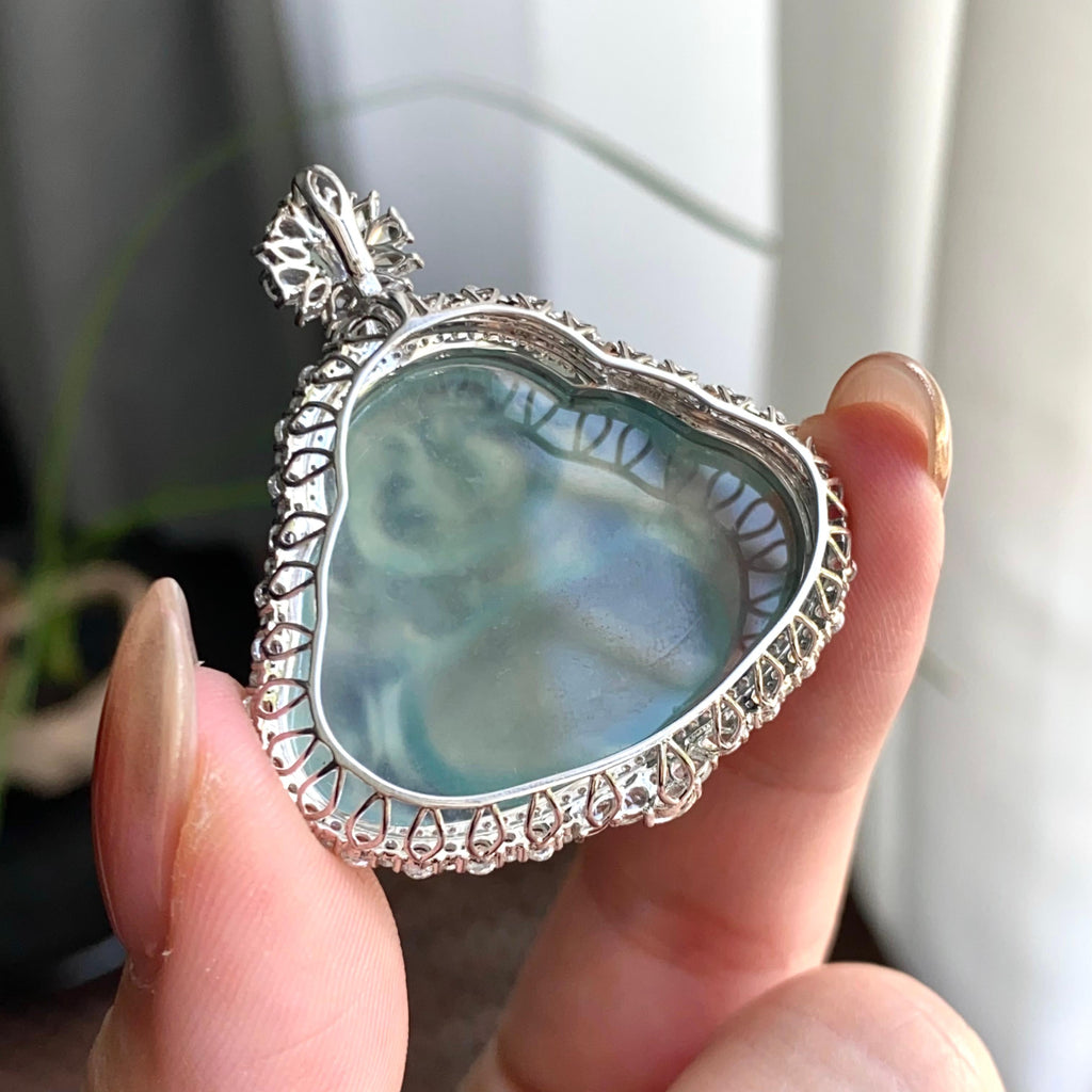 18k金钻镶冰种晴底佛公吊坠（yc263866）