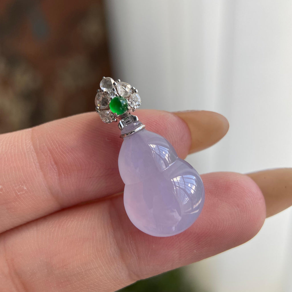 18k金钻镶冰种紫罗兰葫芦吊坠（yc209949）