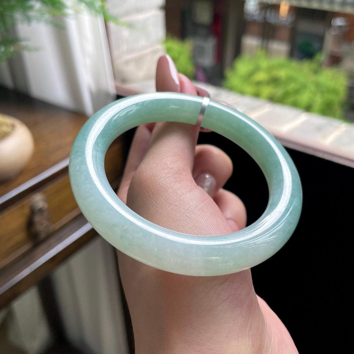 细糯种甜果绿半山水圆条 54.3圈 天然缅甸A货翡翠（yc696438）