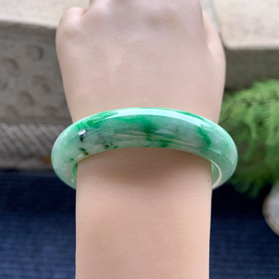 糯种飘绿平安镯（57mm）（yc089964）