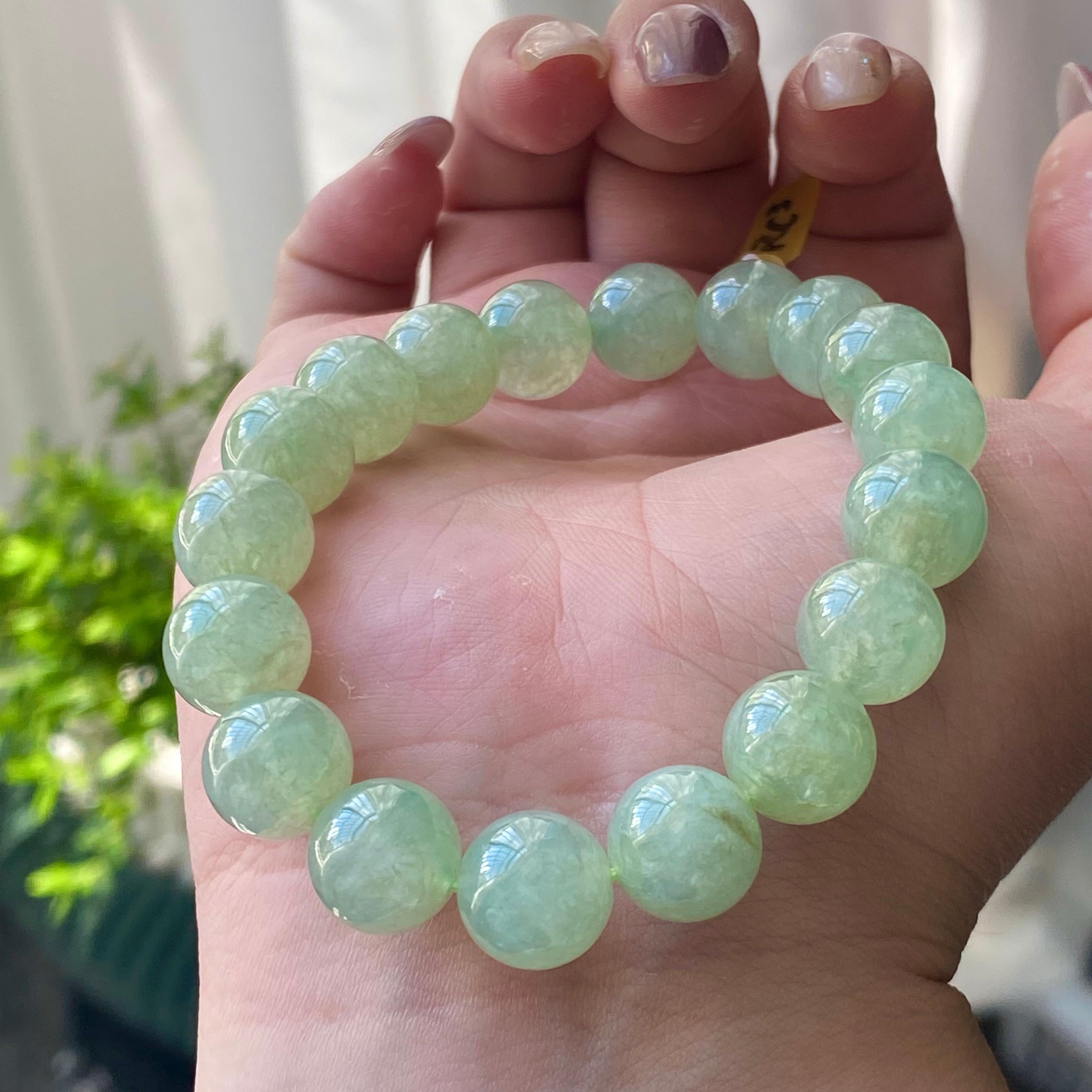 糯冰种湖水绿单圈手串（18颗）（yc203055）