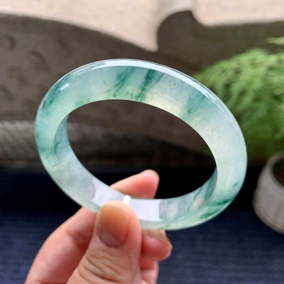 冰种飘花平安镯（54.8mm）（yc097822）