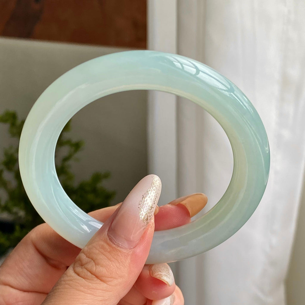 糯冰种晴底圆条手镯（55圈）（yc223124）