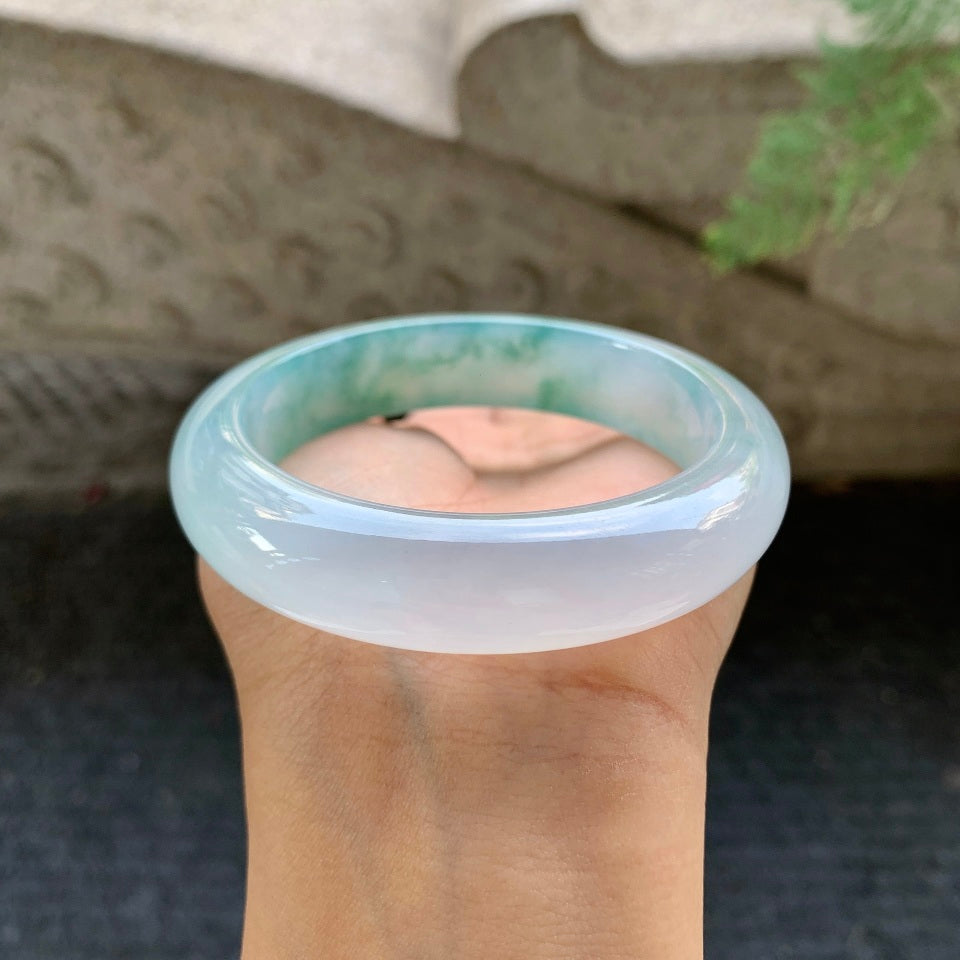 糯冰飘花翡翠平安镯（57.8mm）（yc028627）