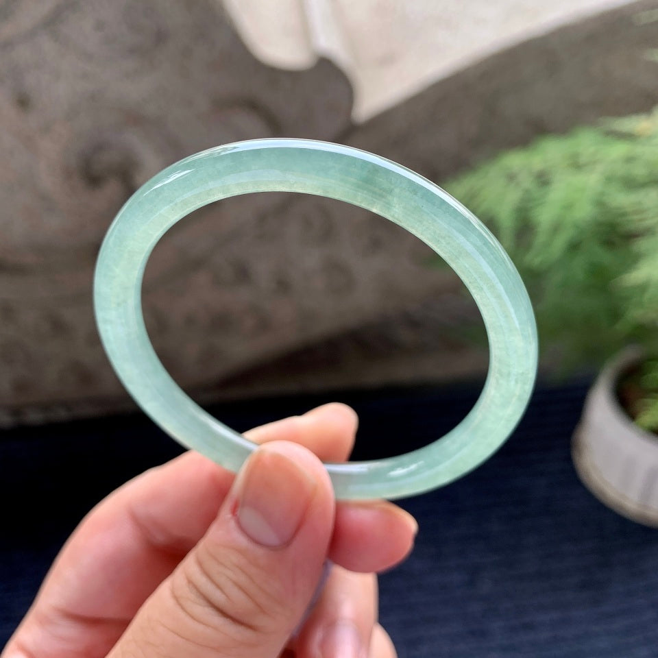 糯冰种晴水圆条手镯（53.3mm）（yc090917）