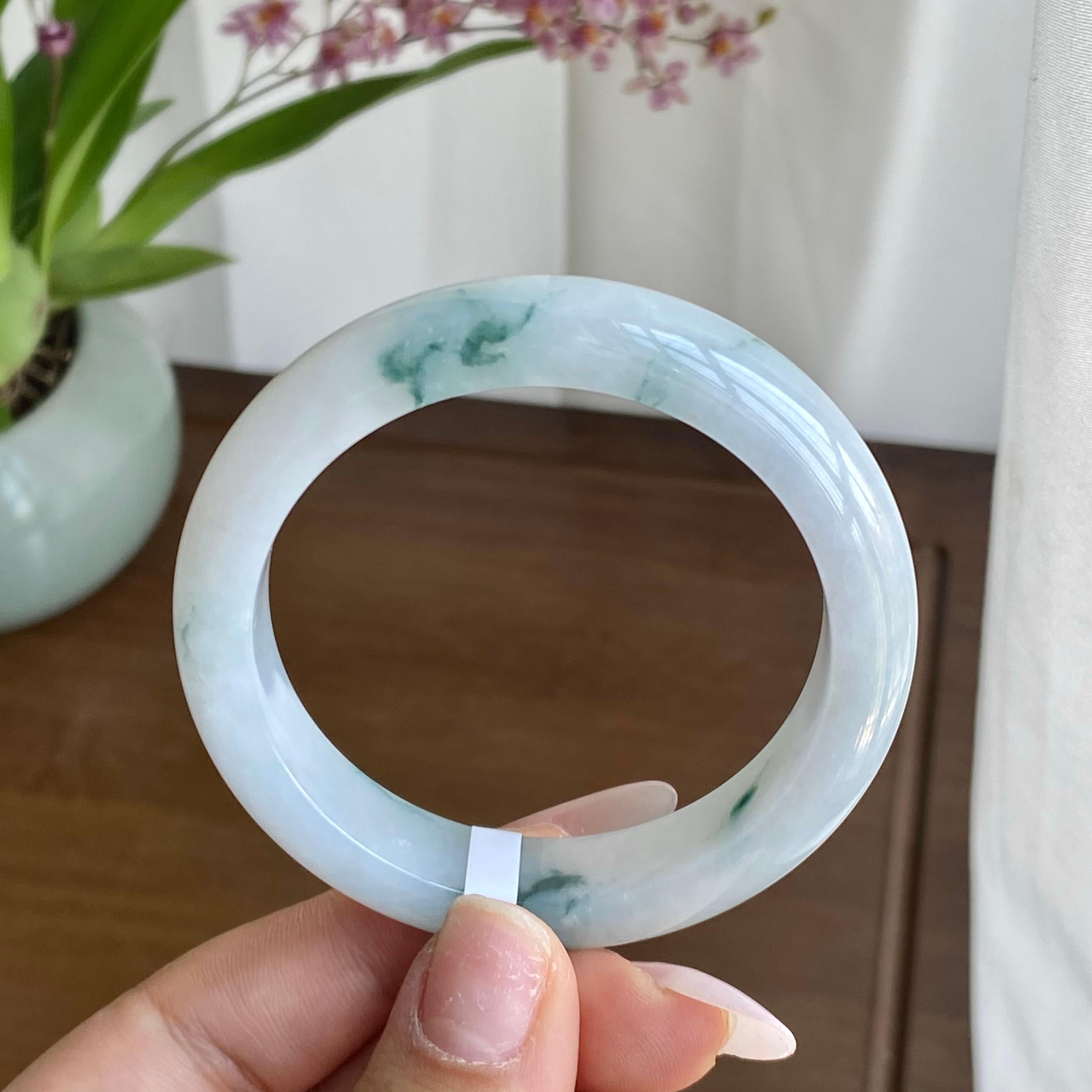 糯冰种飘花手镯（53圈）（yc298421）