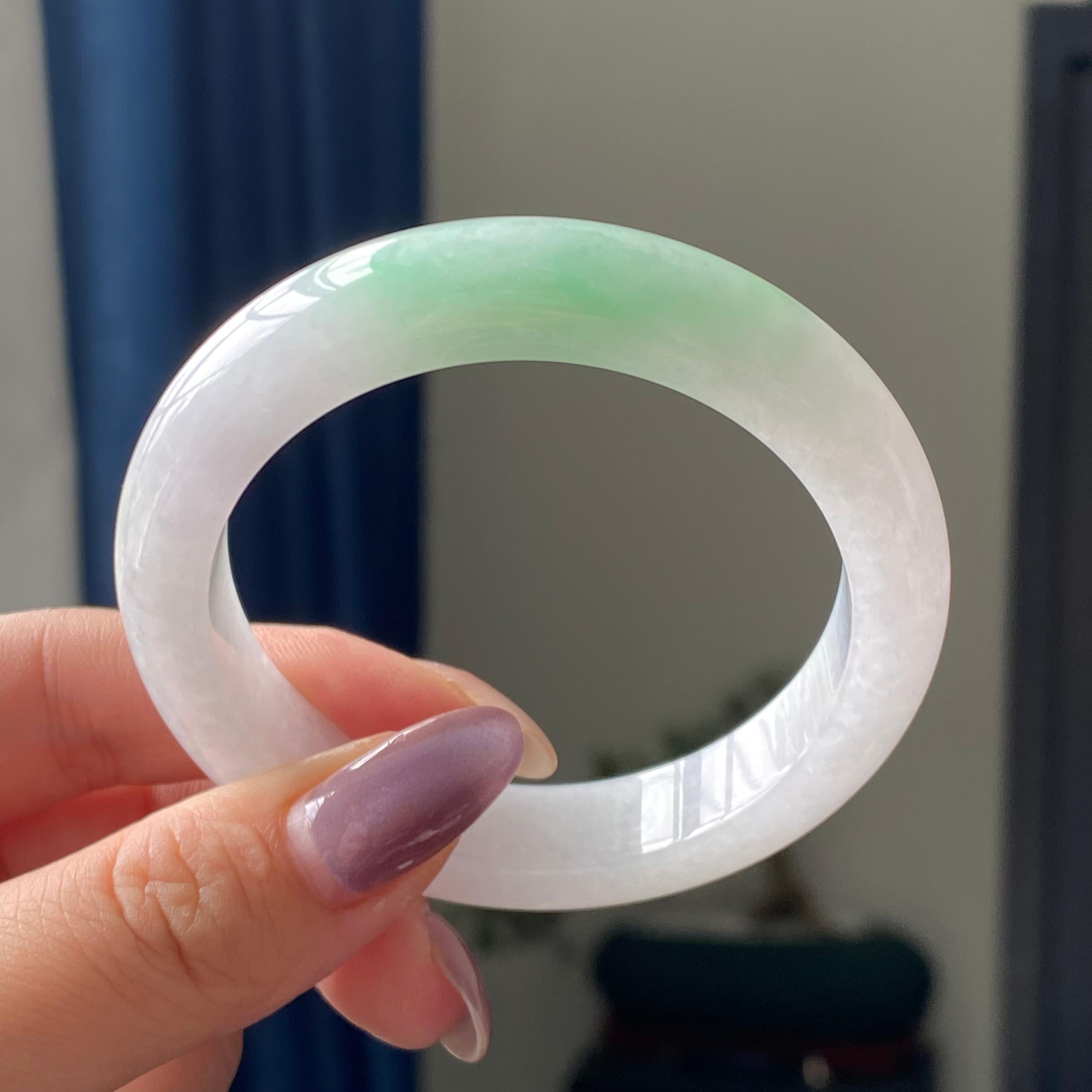 细糯种白底青平安镯手镯（53圈）（yc195669）