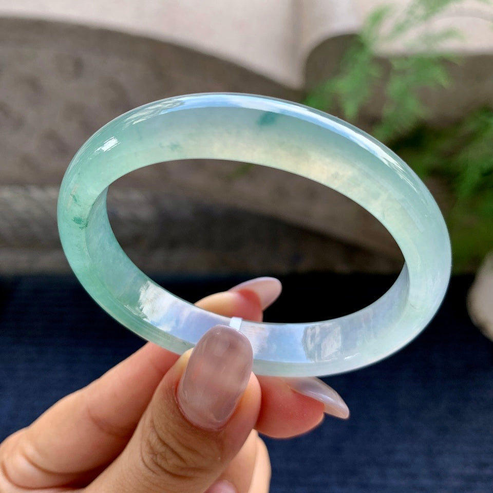 糯冰种飘花贵妃手镯（53.3mm）（yc169935）