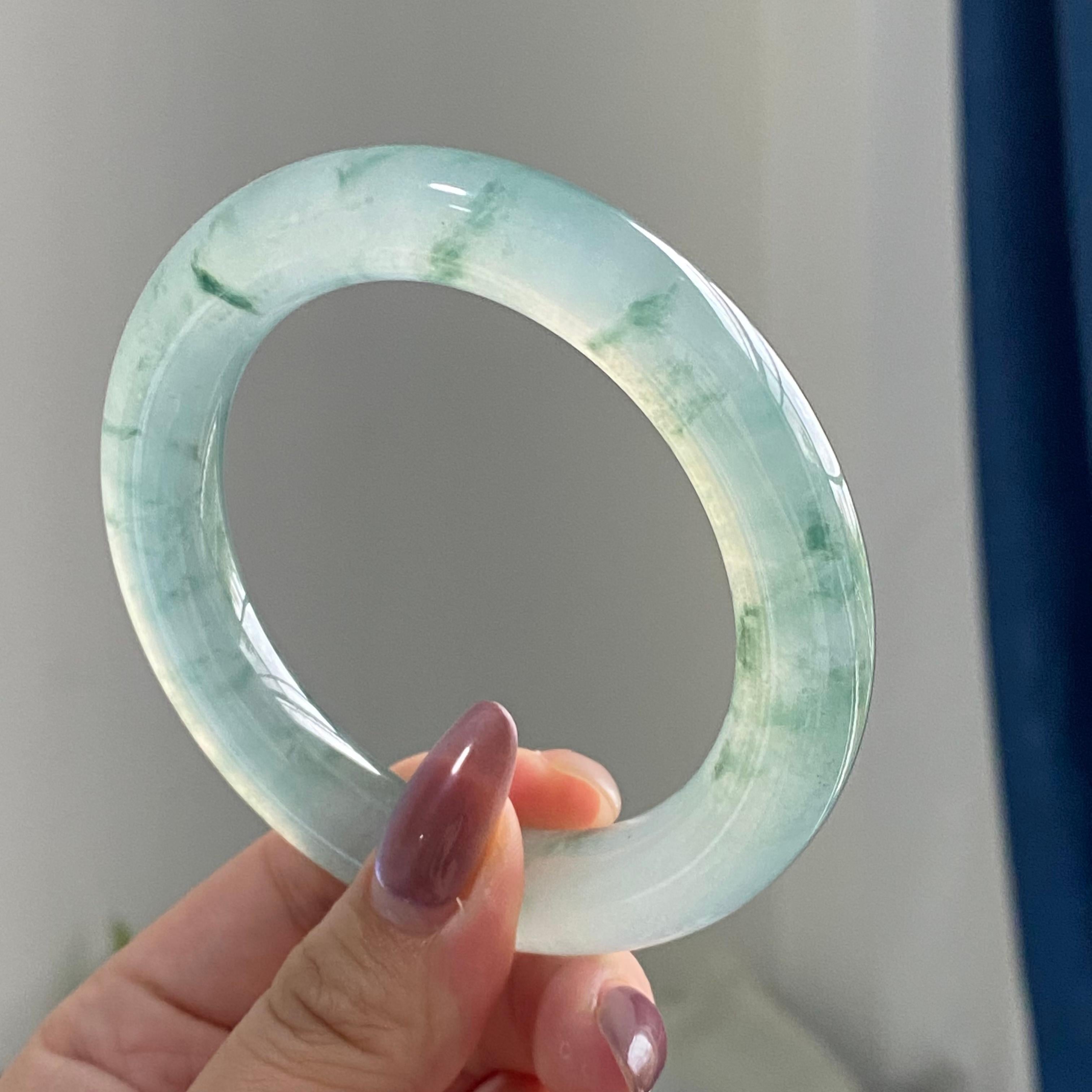 冰种飘花圆条手镯（57圈）（yc195792）