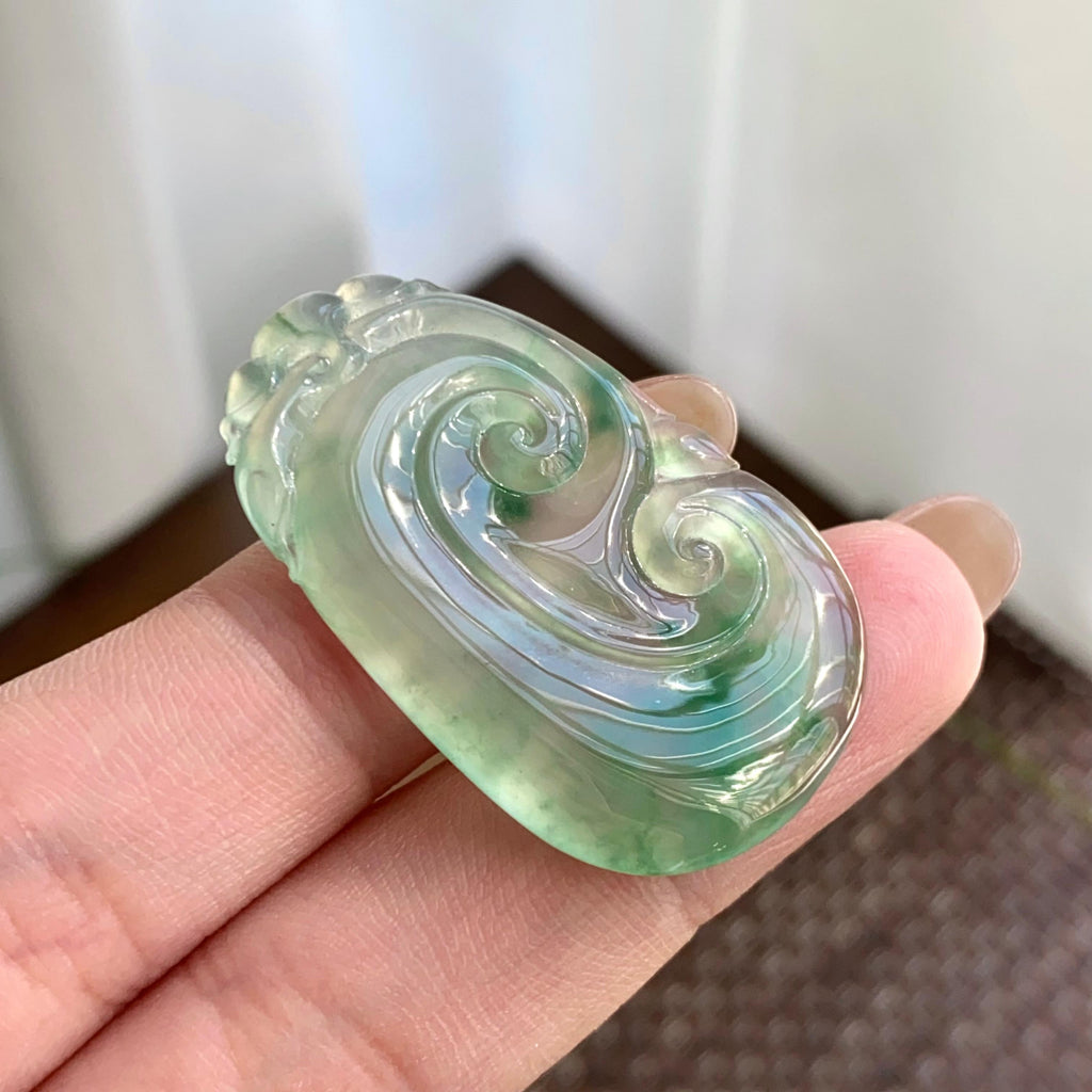 冰种飘花如意吊坠（yc265656）