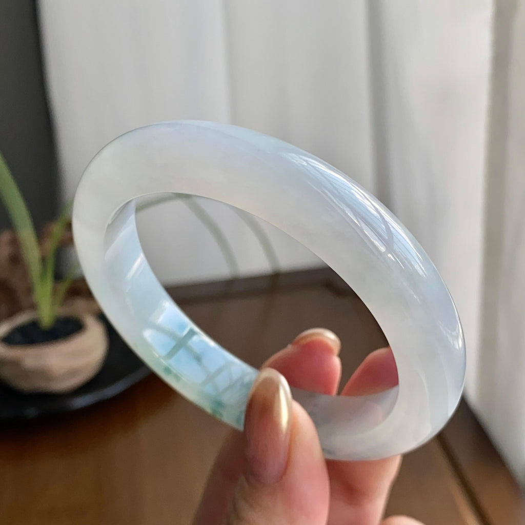 糯冰种飘花平安镯（57圈）（yc258983）