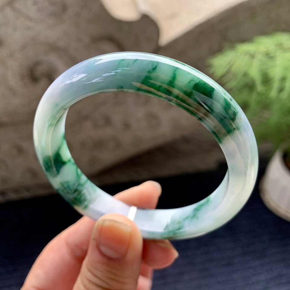 细糯种紫罗兰飘花平安镯（57mm）（yc090968）