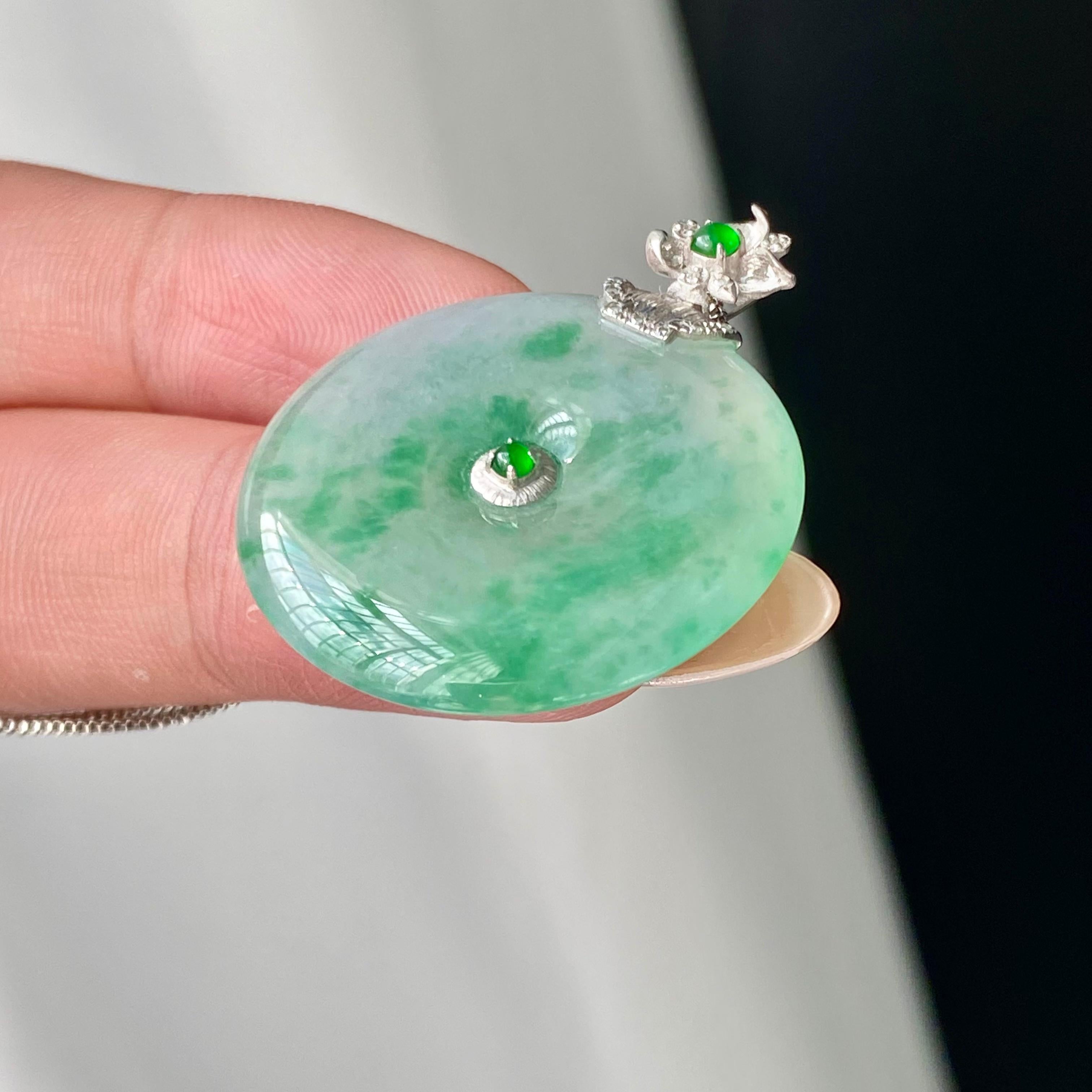 18k金钻镶冰种飘花平安扣吊坠（yc204864）