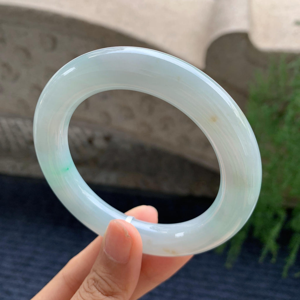 细糯种飘绿圆条手镯 55.5圈（yc709329）