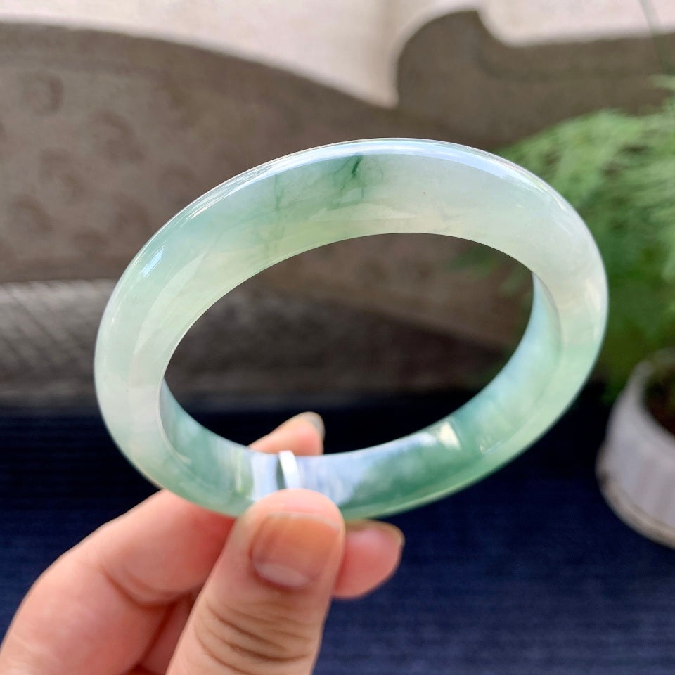 糯冰种飘花平安镯（58mm）（yc117260）