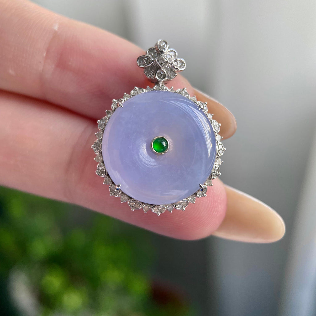 18k金钻镶冰种紫罗兰平安扣吊坠（yc219266）