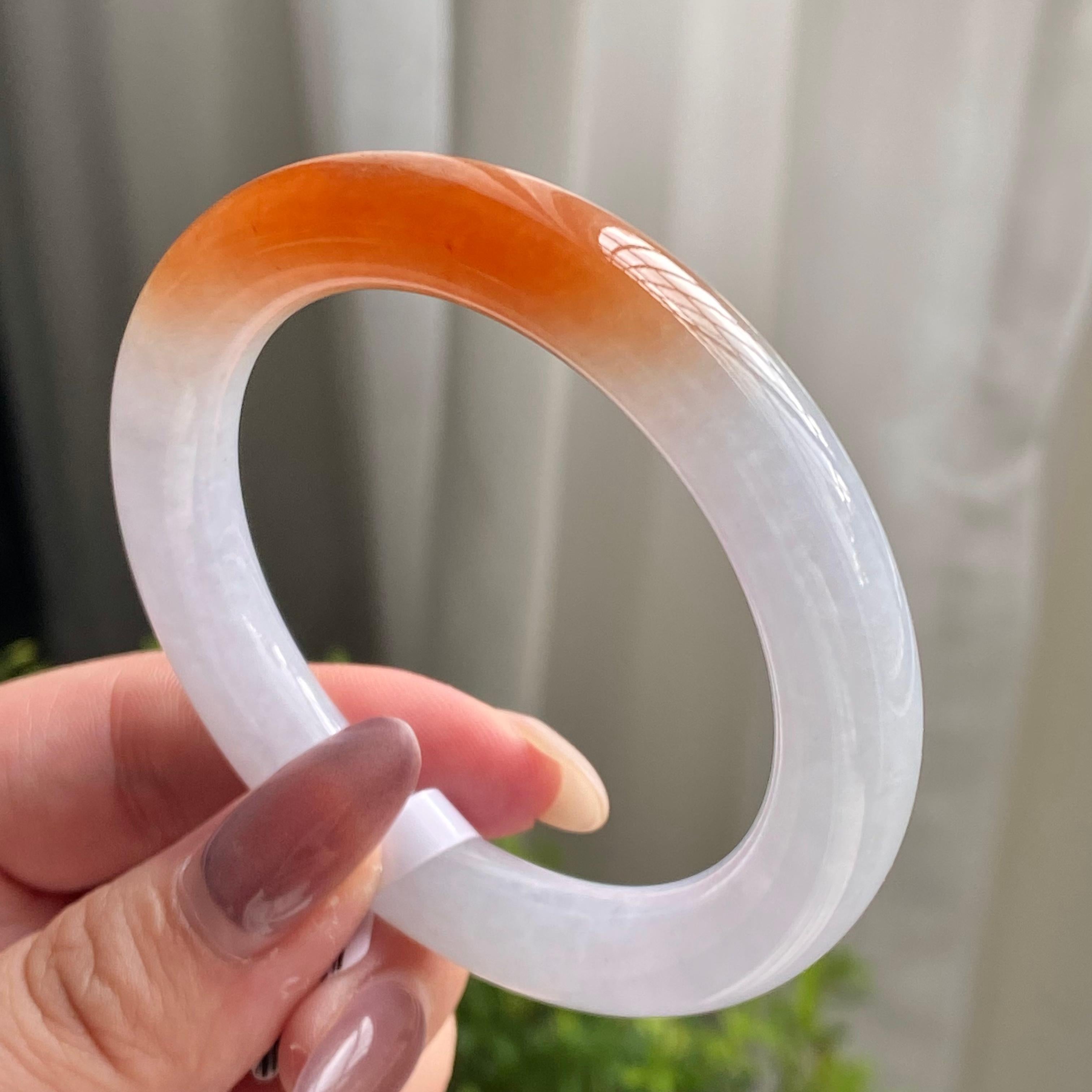 糯冰种黄翡圆条手镯（52圈）（yc200143）