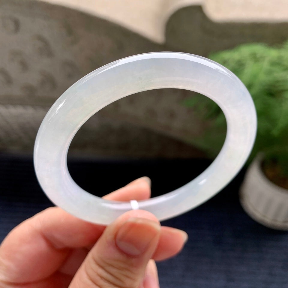 糯冰种无色圆条手镯（52.4mm）（yc082611）