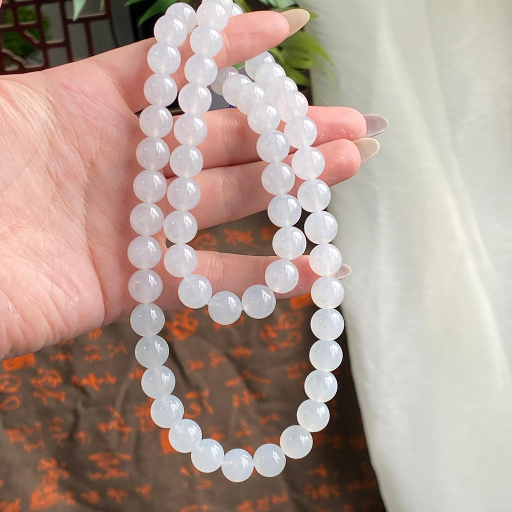 糯冰种白月光珠链（57颗）（yc194883）