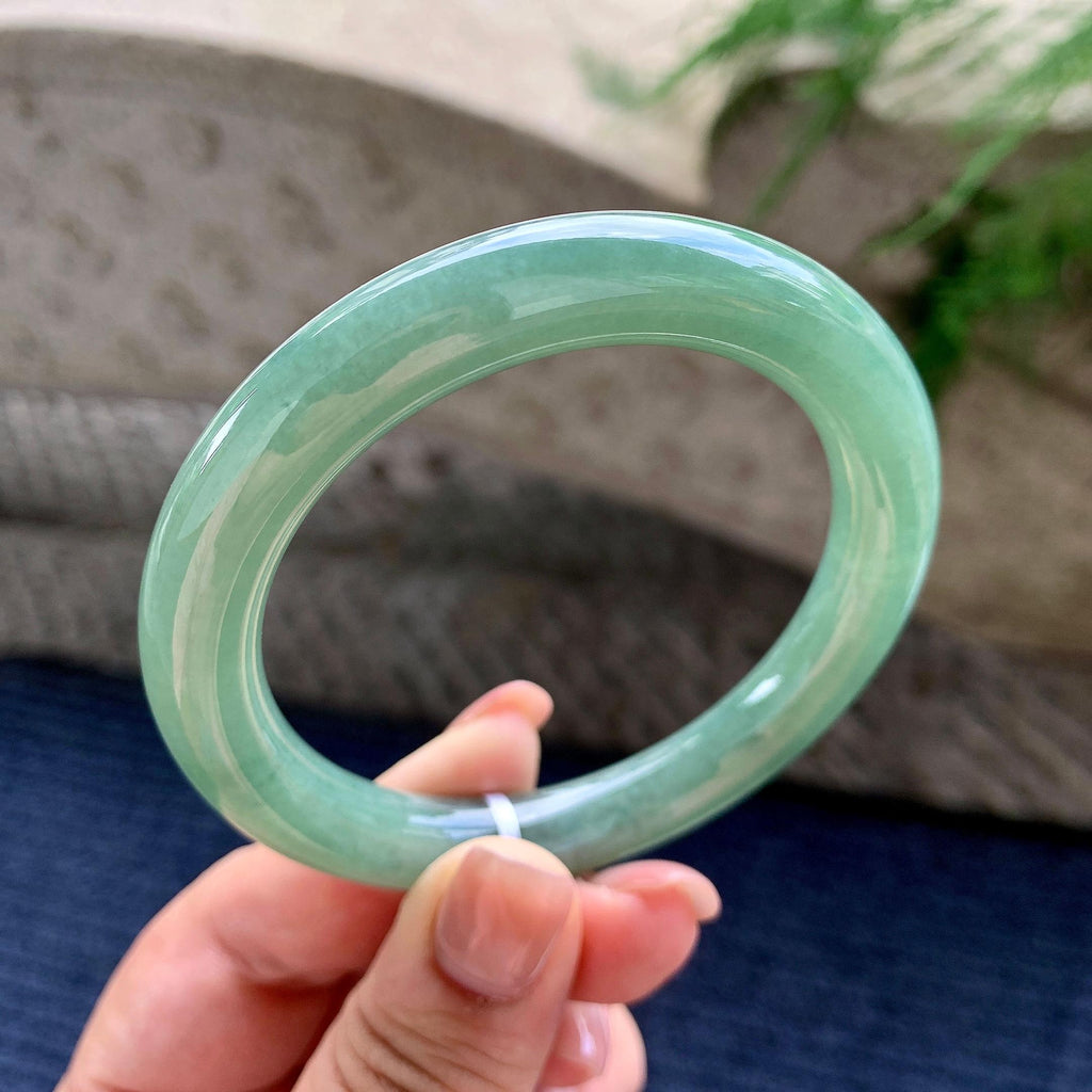 细糯种油青圆条手镯 56.2圈口 天然缅甸A货翡翠（yc496399）