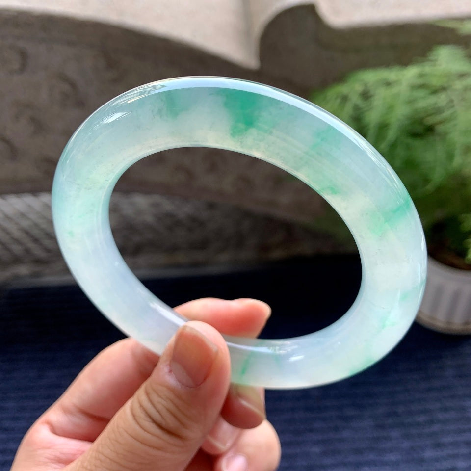 冰种飘花圆条手镯（62mm）（yc094207）