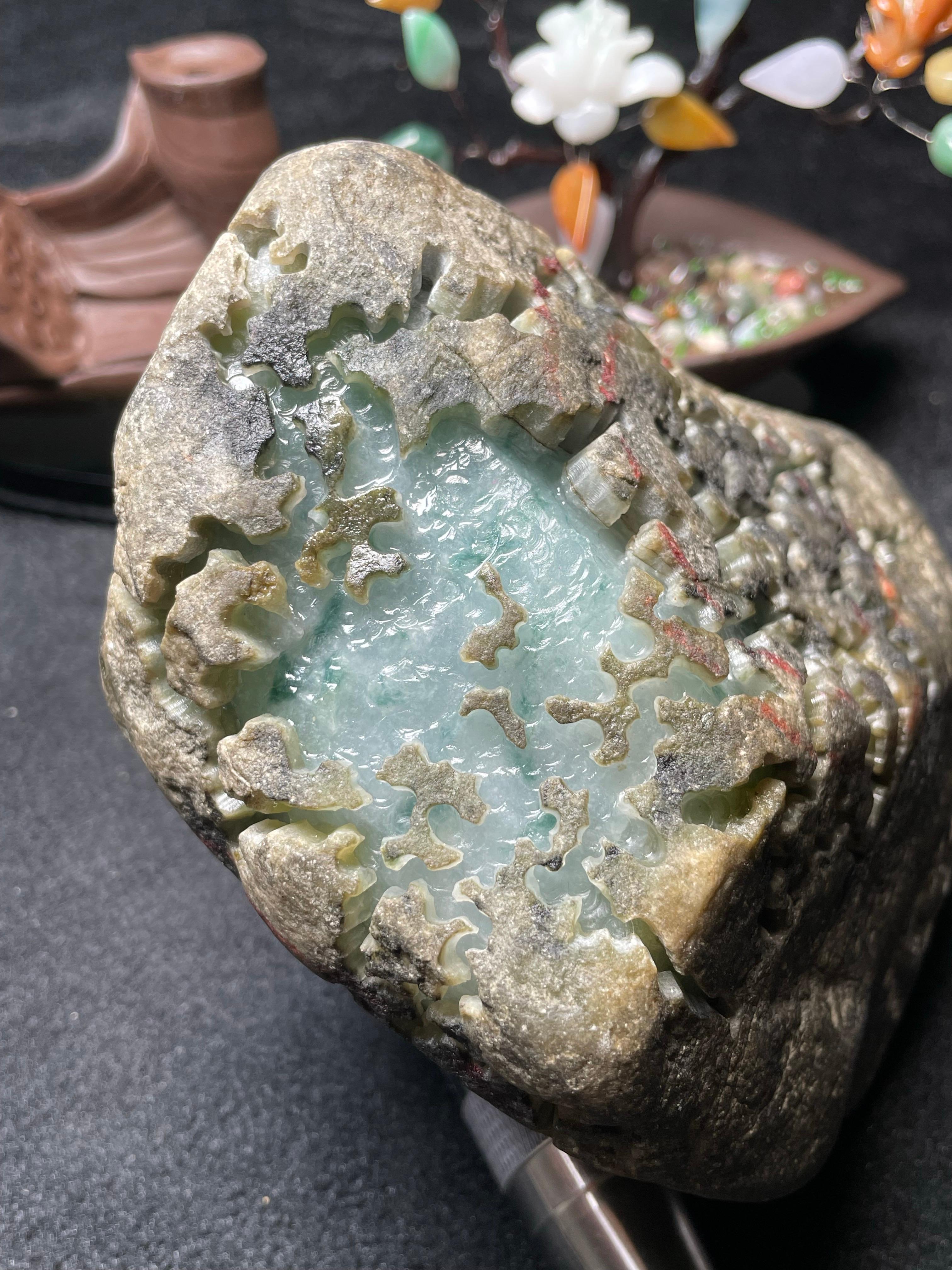 莫西沙开窗三彩飘花手镯料（yc502768）