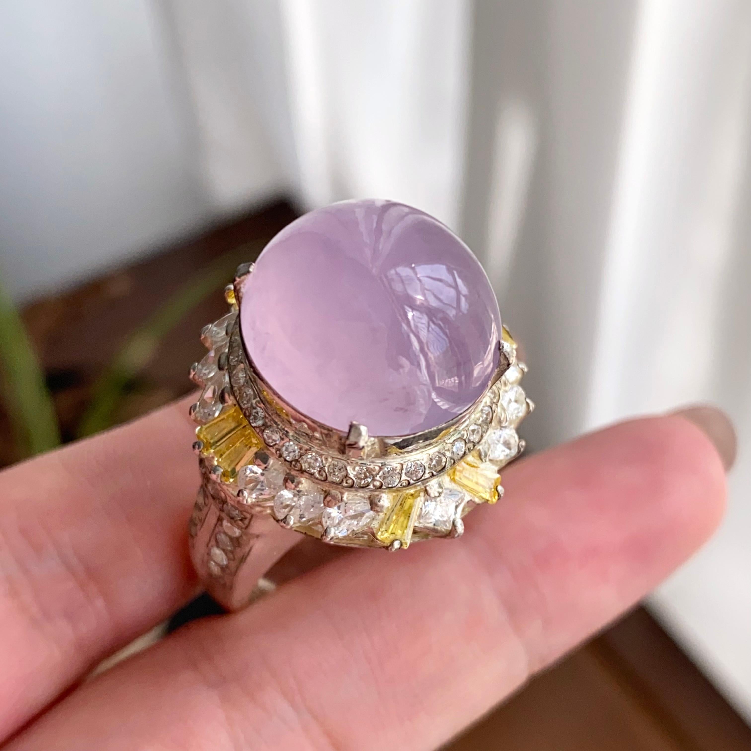 冰种粉春紫戒面裸石（yc258282）