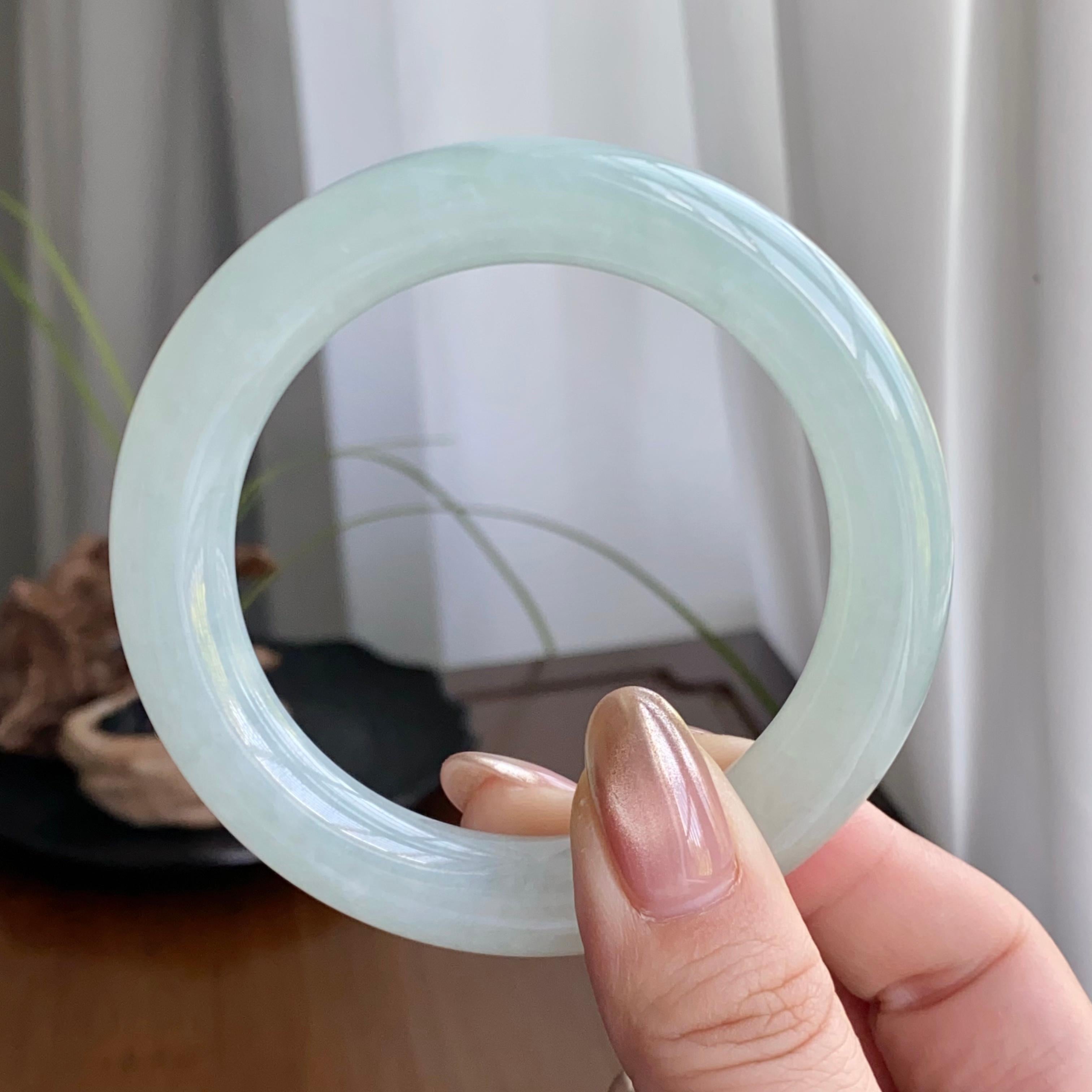 糯冰种晴底圆条手镯（55圈）（yc258185）