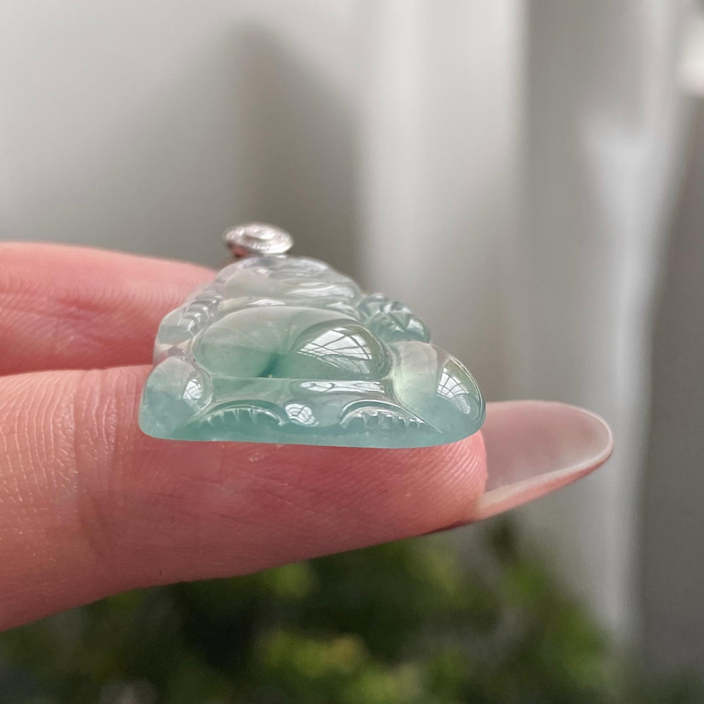 18k金钻镶冰玻种飘花佛公吊坠（yc200429）