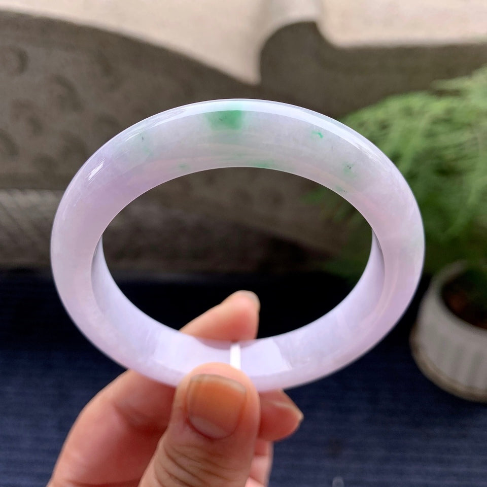 细糯种紫罗兰飘花平安镯（55.4mm）（yc088789）