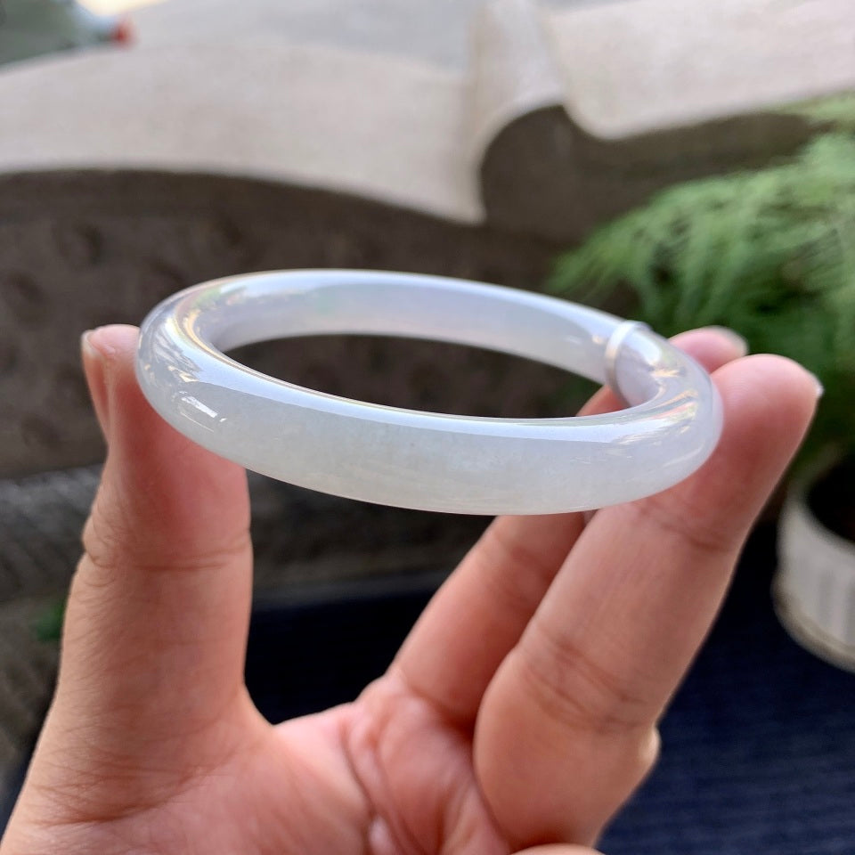细糯种无色圆条手镯（53.3mm）（yc093808）