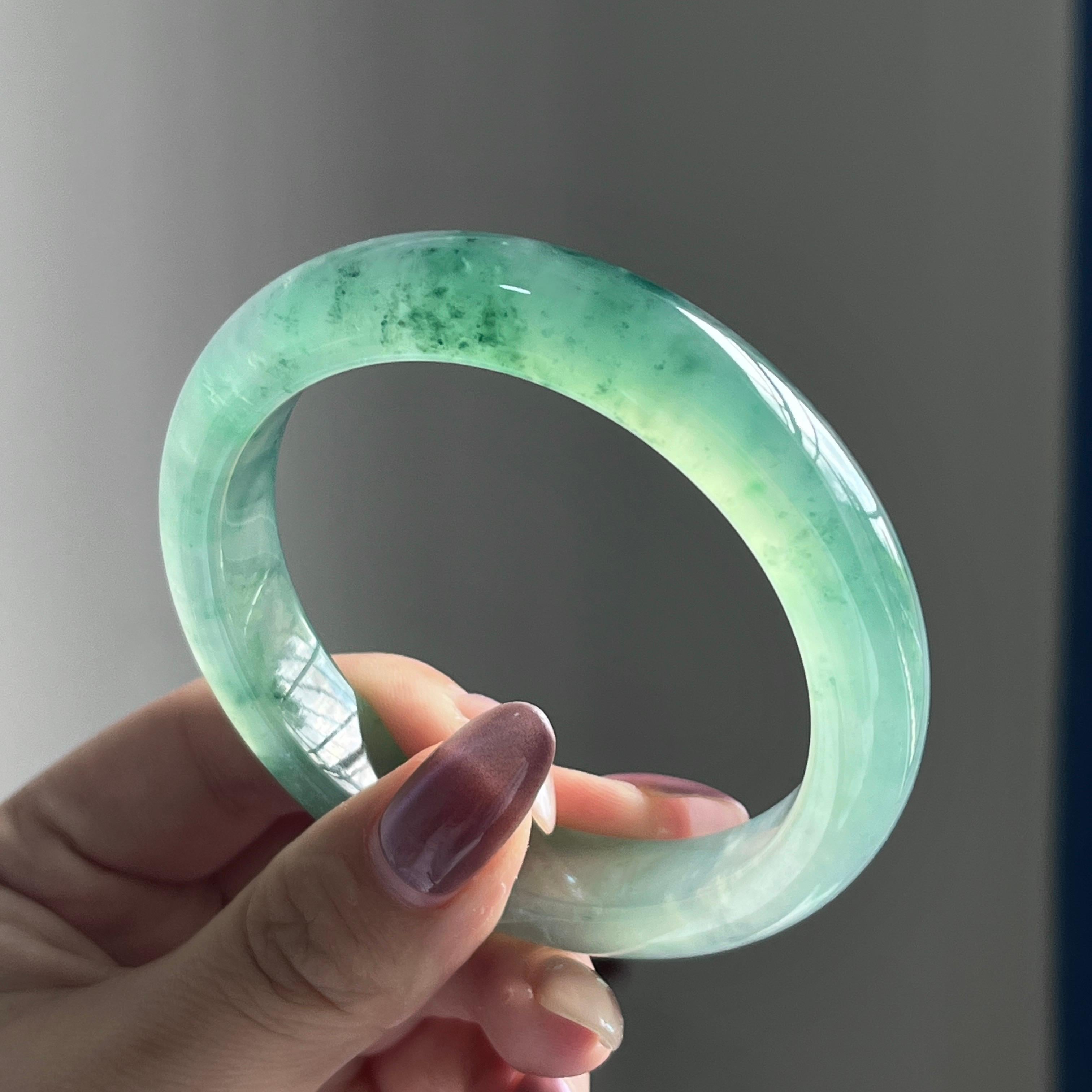 冰种飘花平安镯手镯（57圈）（yc197795）