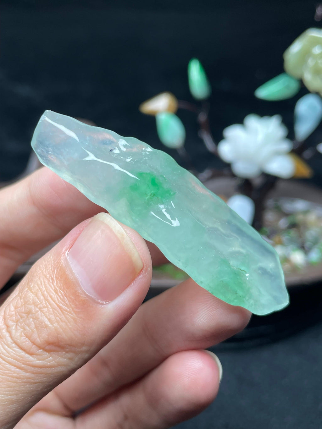 高冰飘正阳绿随形片料（yc529906）