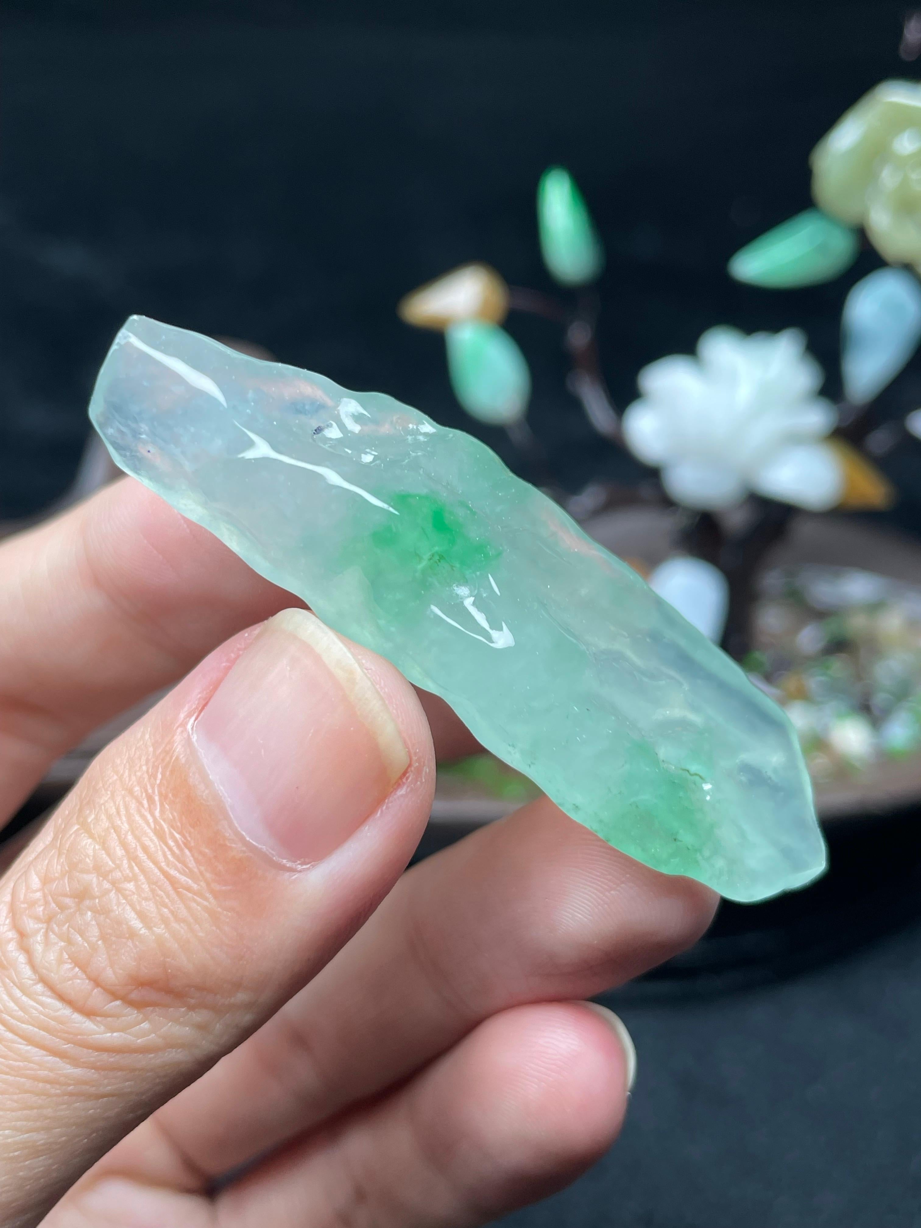 高冰飘正阳绿随形片料（yc529906）