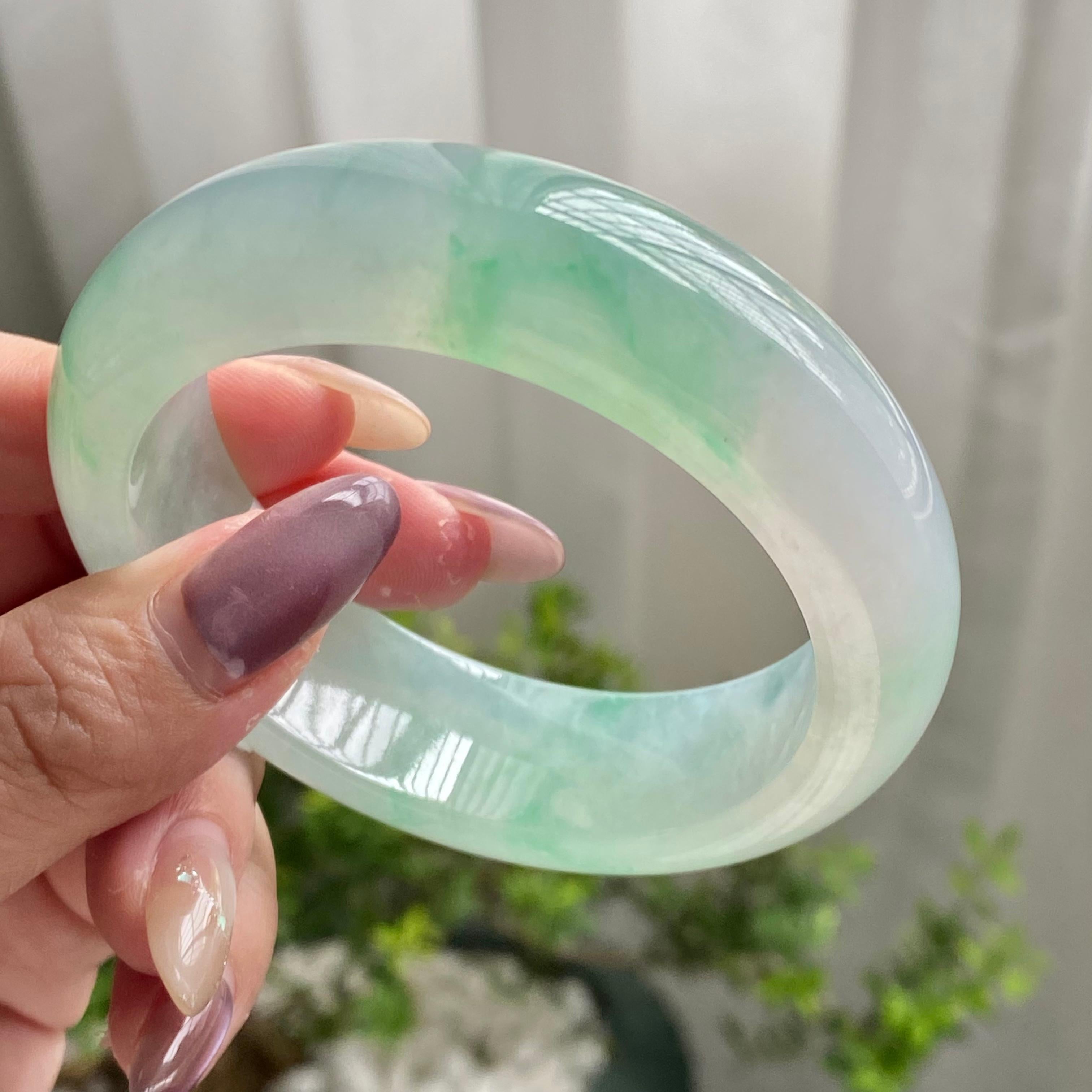 冰种飘花宽版轮胎镯（56圈）（yc199731）