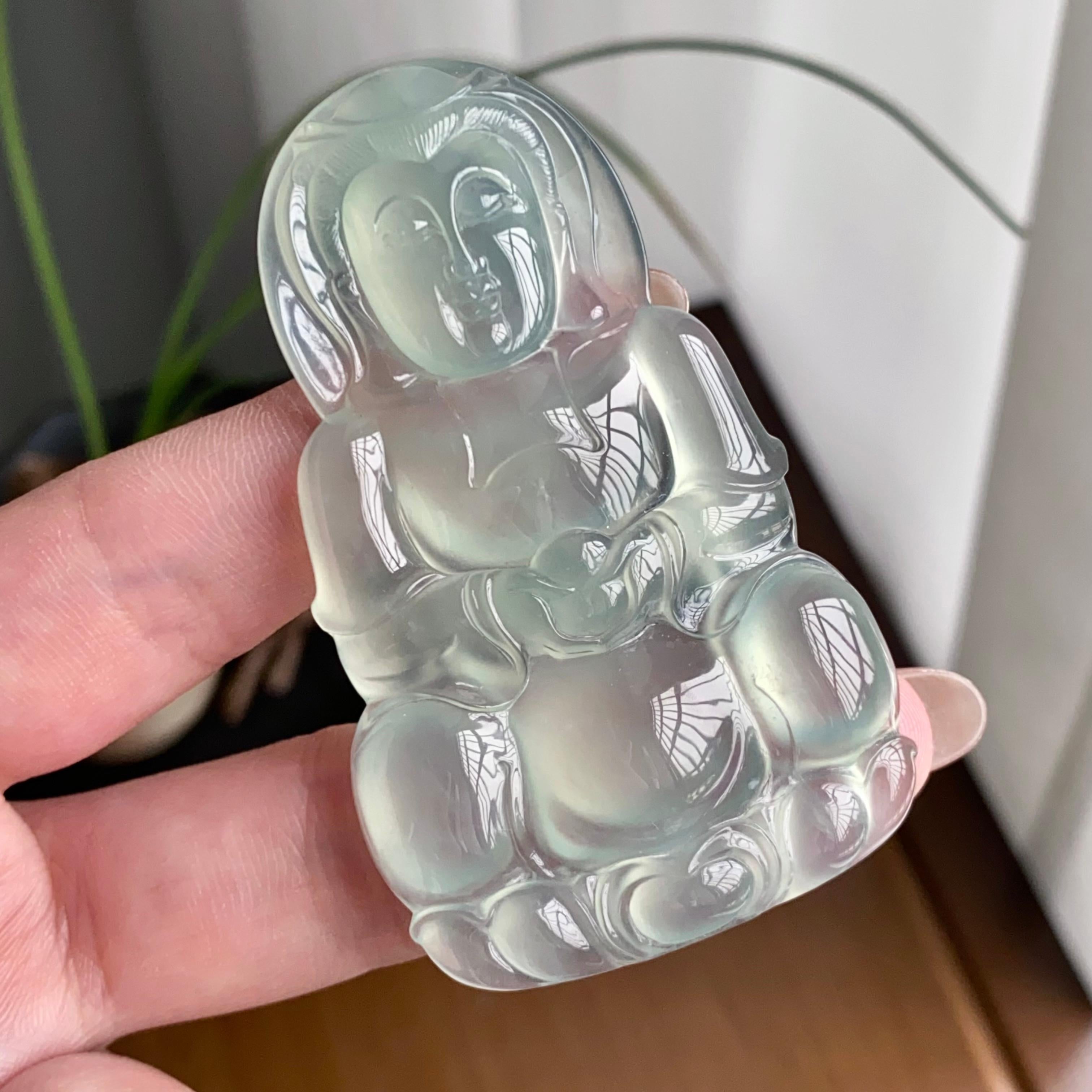 冰玻种淡晴底观音吊坠（yc260825）