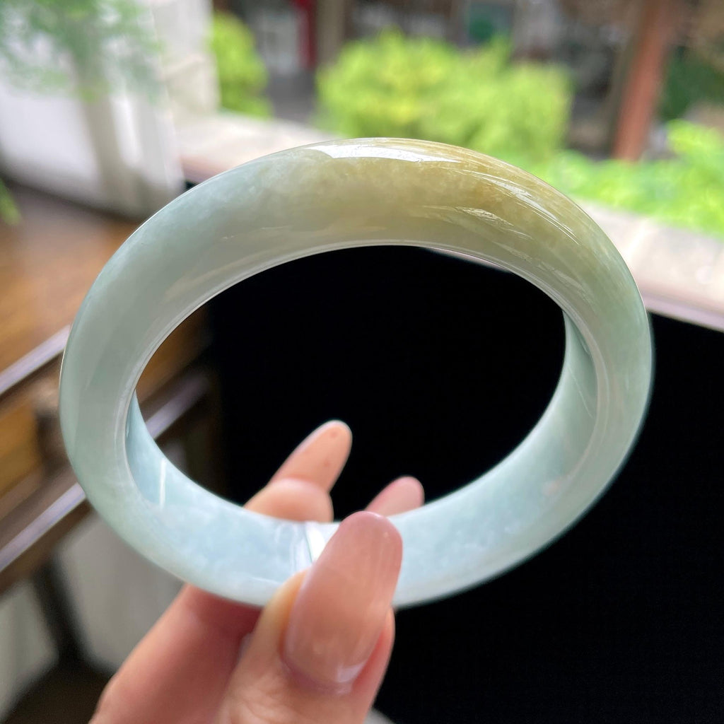 大圈口 糯种黄翡正圈平安镯 59.5圈（yc709482）